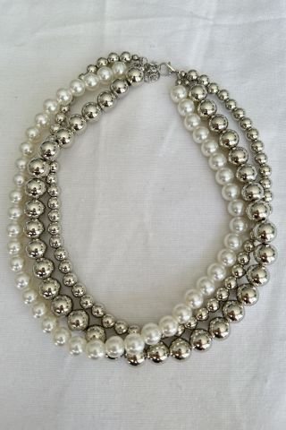 Silver-İnci Çoklu Kolye