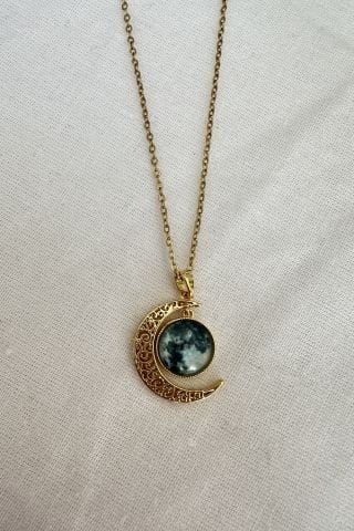 Çelik Gold Ay Kolye