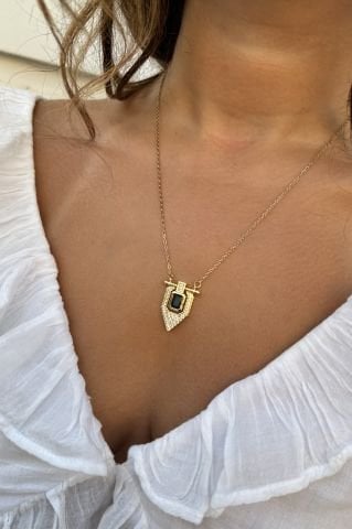 Gold Mavi Taşlı kolye