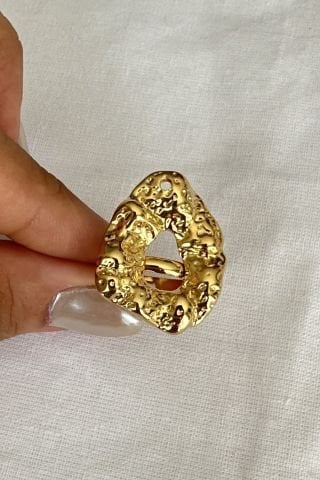 Çelik Gold Ayarlanabilir Asimetrik Yüzük