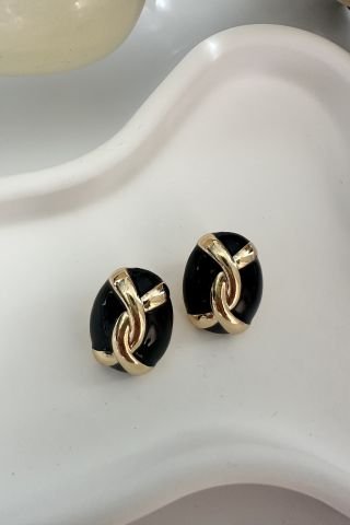 Siyah Gold Detaylı Küpe