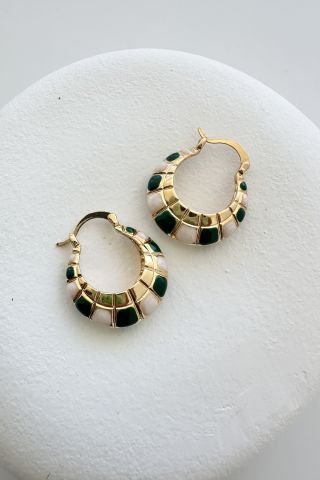 Gold-Yeşil detaylı Etnik Küpe