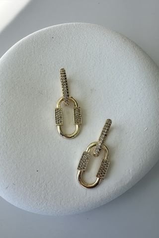 Gold zirkon Taşlı Küpe