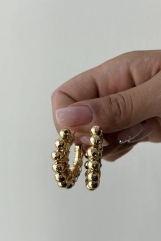 Gold Topçuklu Halka Küpe