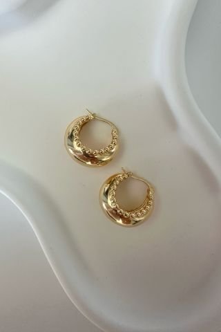 Gold Küçük Boy Etrafı Topçuklu Bombeli Halka