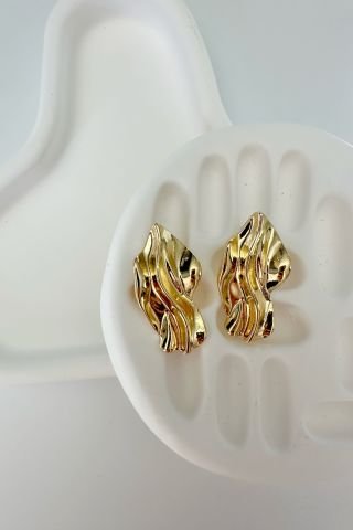 Gold Plaka Tasarım Küpe