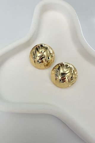 Gold Zigzaglı Bombeli Küpe