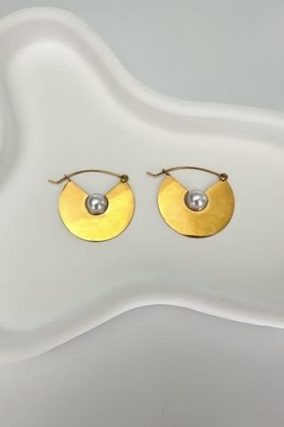 Çelik Ortası İncili Küpe