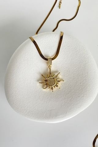 Çelik Gold Güneş Kolye 60 cm