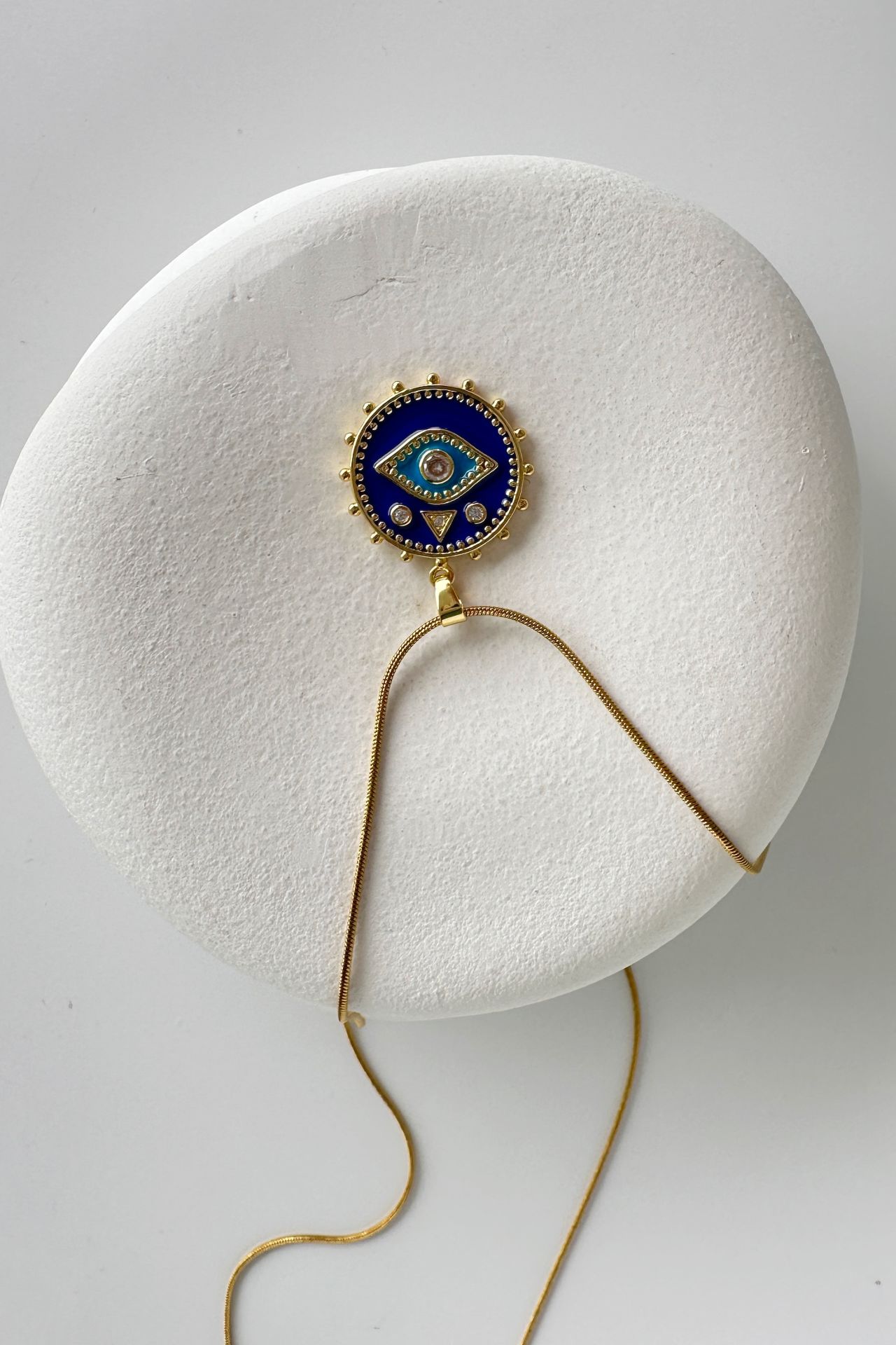 Çelik Gold Mavi göz kolye 60 cm
