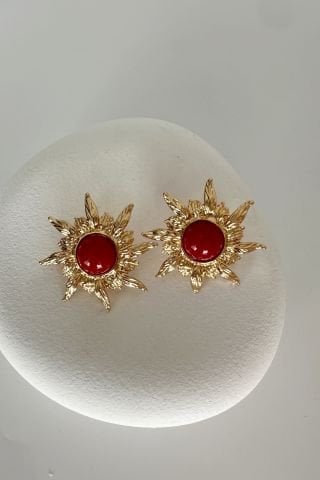 Gold Kırmızı Güneş Küpe