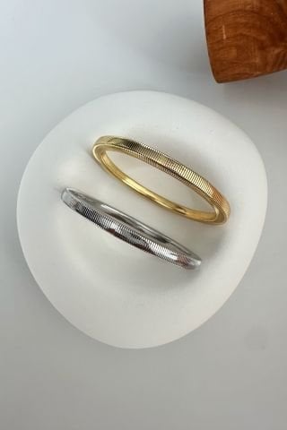 Gold -Silver  Yaylı Düz Bileklik