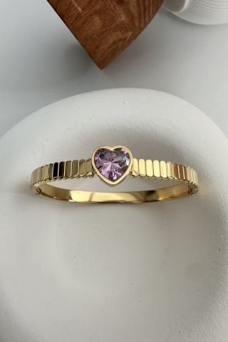 Çelik Pembe Kalpli Kelepçe