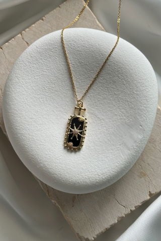 Çelik Gold Siyah Kolye