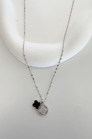 Çelik Silver Yonca Kolye