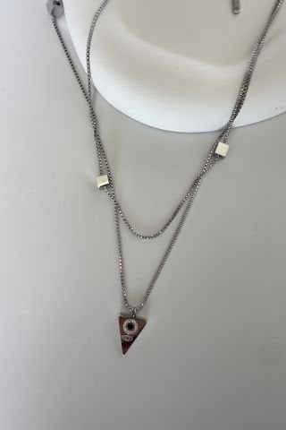 Çelik silver Çoklu Kolye