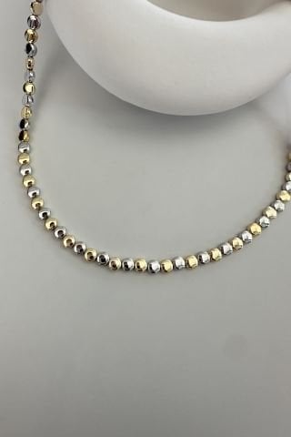Gold -Silver Plaka Kolye