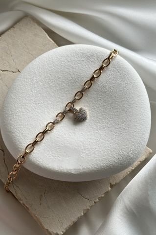 Rose Xuping Kalp Detaylı Bileklik