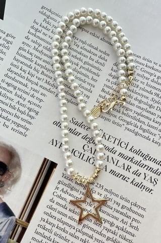 Gold Yıldız Detaylı İnci Kolye