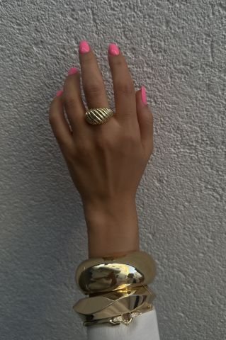 Gold Bombeli Vintage Yüzük
