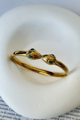 Çelik Gold İki Ucu Yılan Detaylı Kelepçe